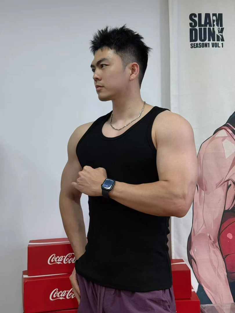 美式重磅西海岸硬汉百搭螺纹运动健身打底训练紧身无袖男背心T