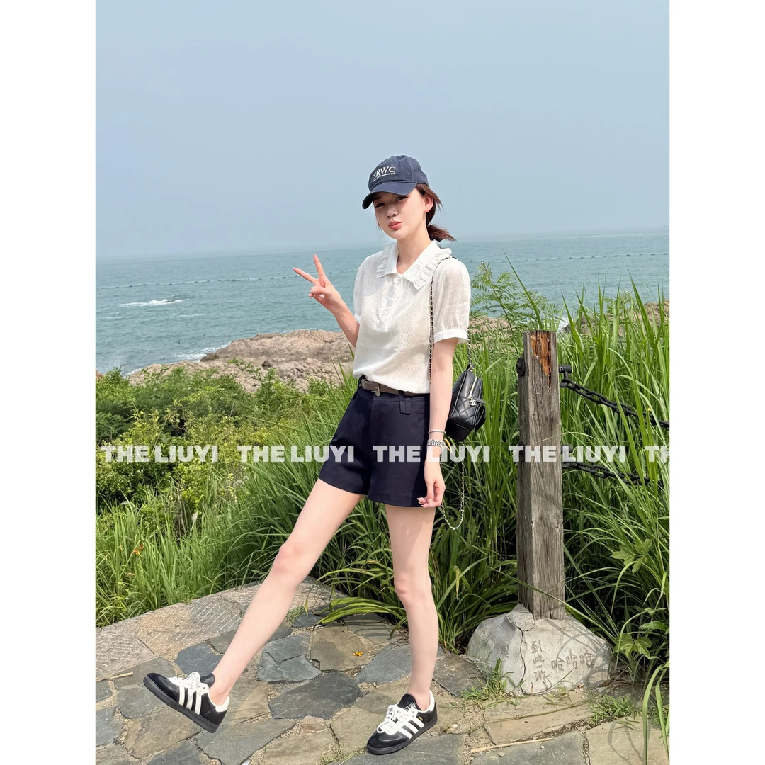 【LIUYI】韩系减龄温柔风翻领小衫上衣562811