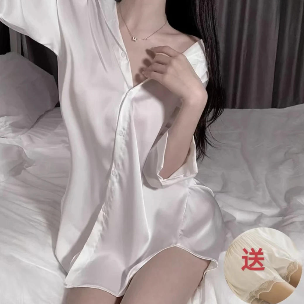 【BF睡裙】男友风纯欲性感睡裙宽松高定春夏居家透气网红衬衫风大码