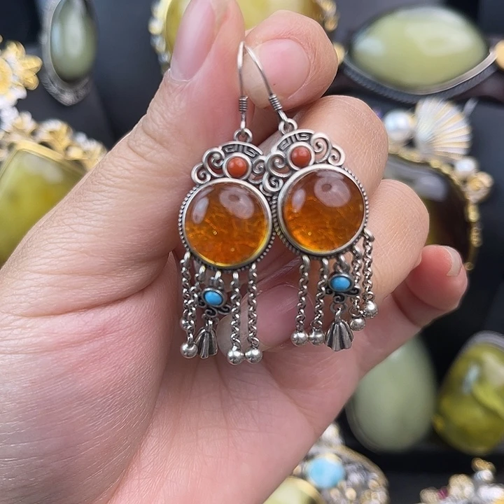 琥珀银S925镶嵌裸石