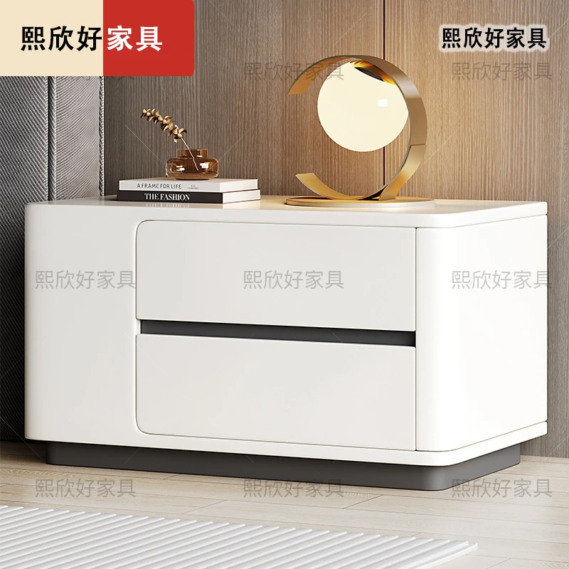 实木极简烤漆床头柜大尺寸简约现代轻奢高级感家用卧室床头柜卧室