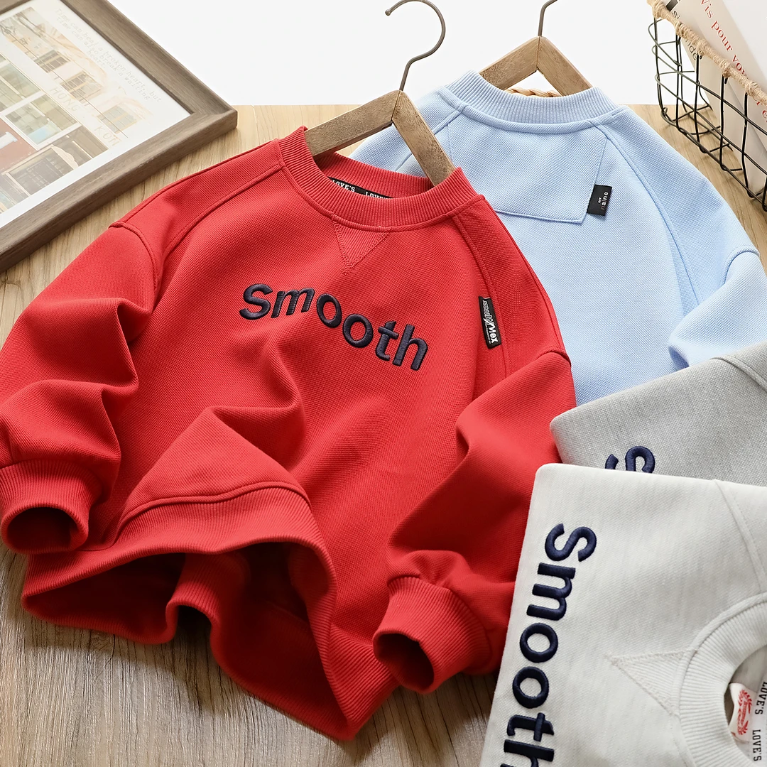 儿童春秋字母刺绣圆领卫衣男童女童休闲百搭上衣846