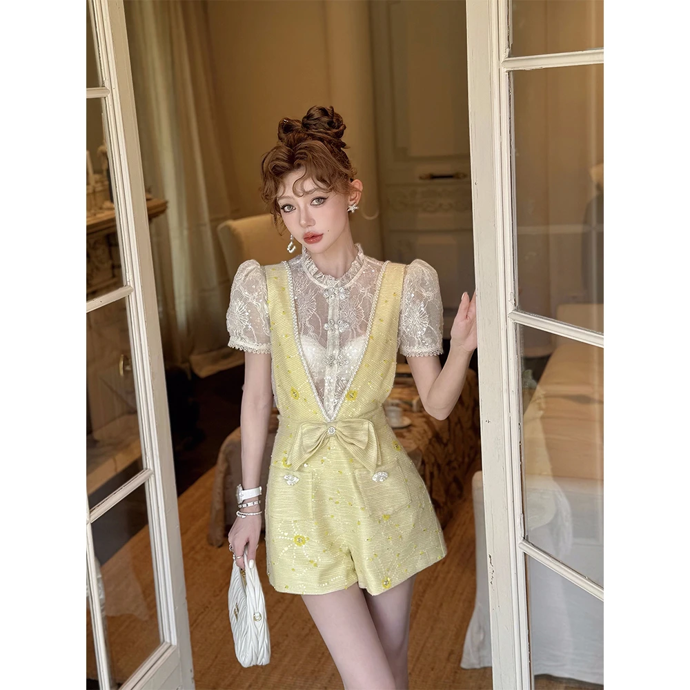 孙瑜儿【豆蔻少女】花间蝶梦时尚气质百搭背带连衣裙 夏季