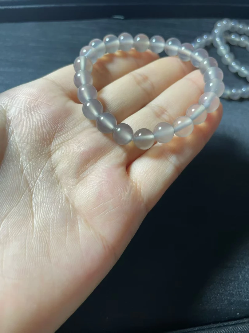 天然玛瑙玉髓手串珠串8mm多样性一串贵气珠宝玛瑙手串灰冰