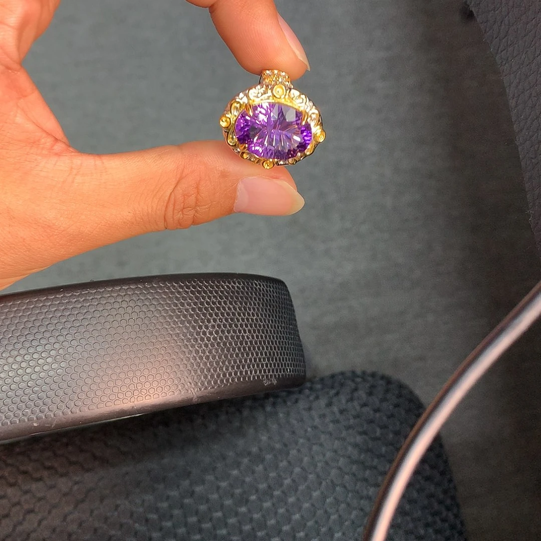 戒指银S925镀金镶嵌水晶