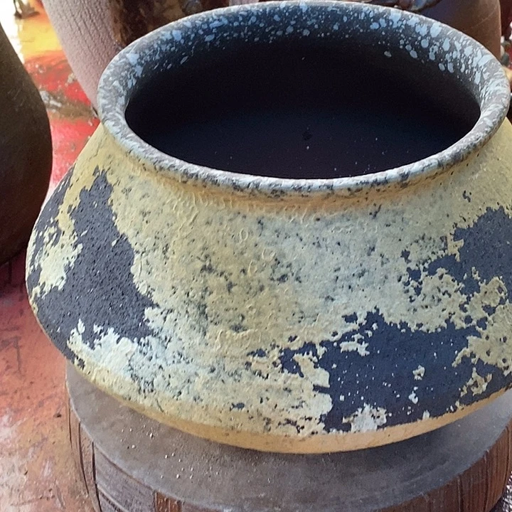 紫砂花盆口19.5深18.5手工飞碟