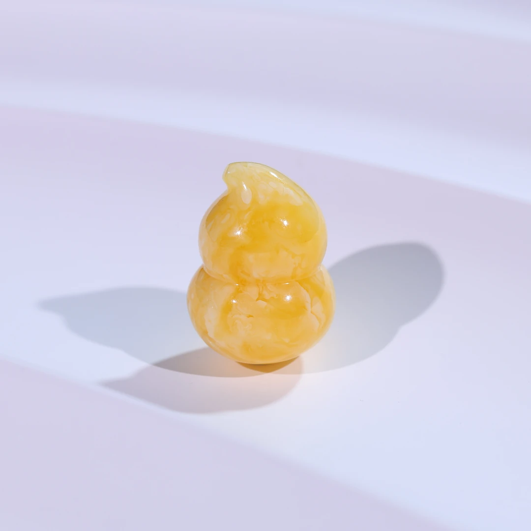 CA036 奶瓷白浓蜡虎皮纹葫芦吊坠 天然蜜蜡 经典时尚百搭文玩配饰