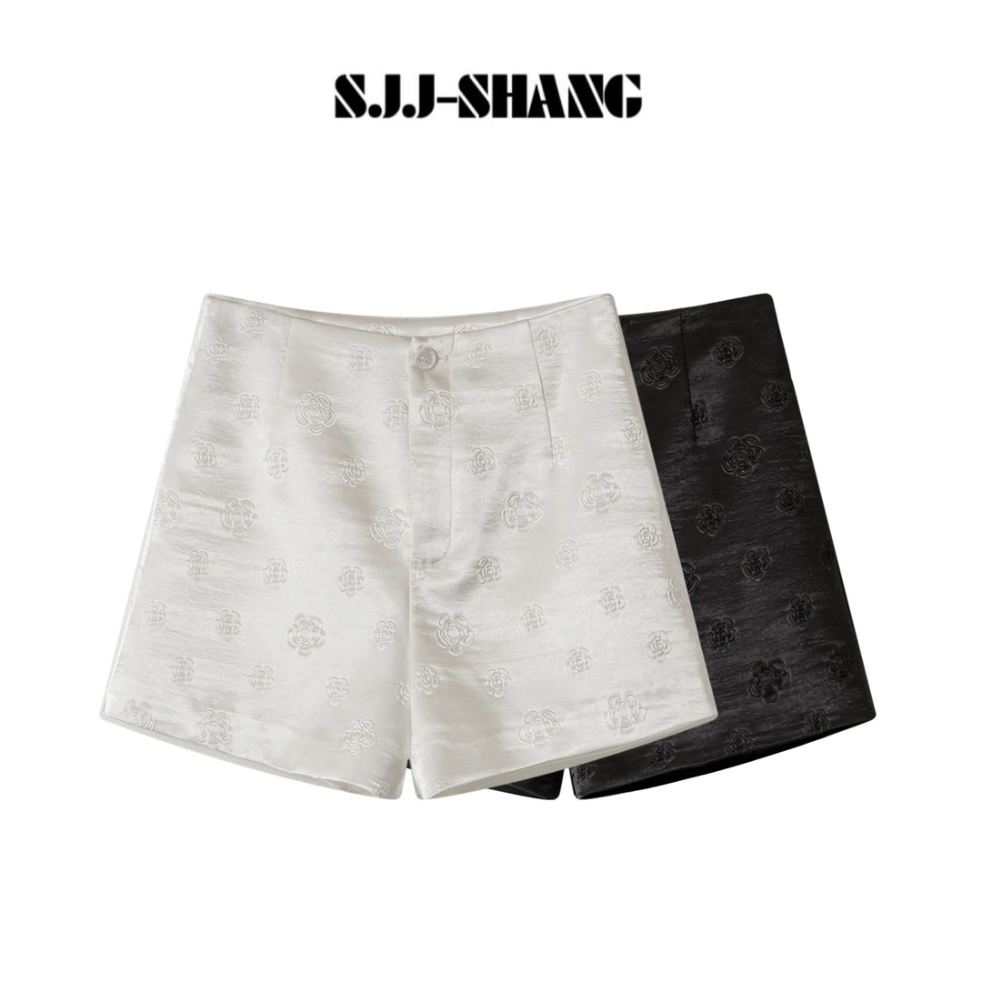 SHANG-JJ【初夏山茶花】25ss新品重工提花+压花设计感短裤q134224p