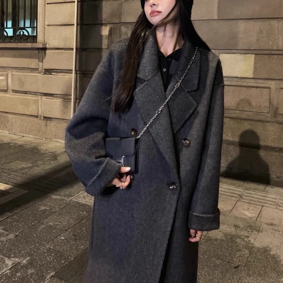 杂款双面中长款韩版宽松秋冬气质女大衣