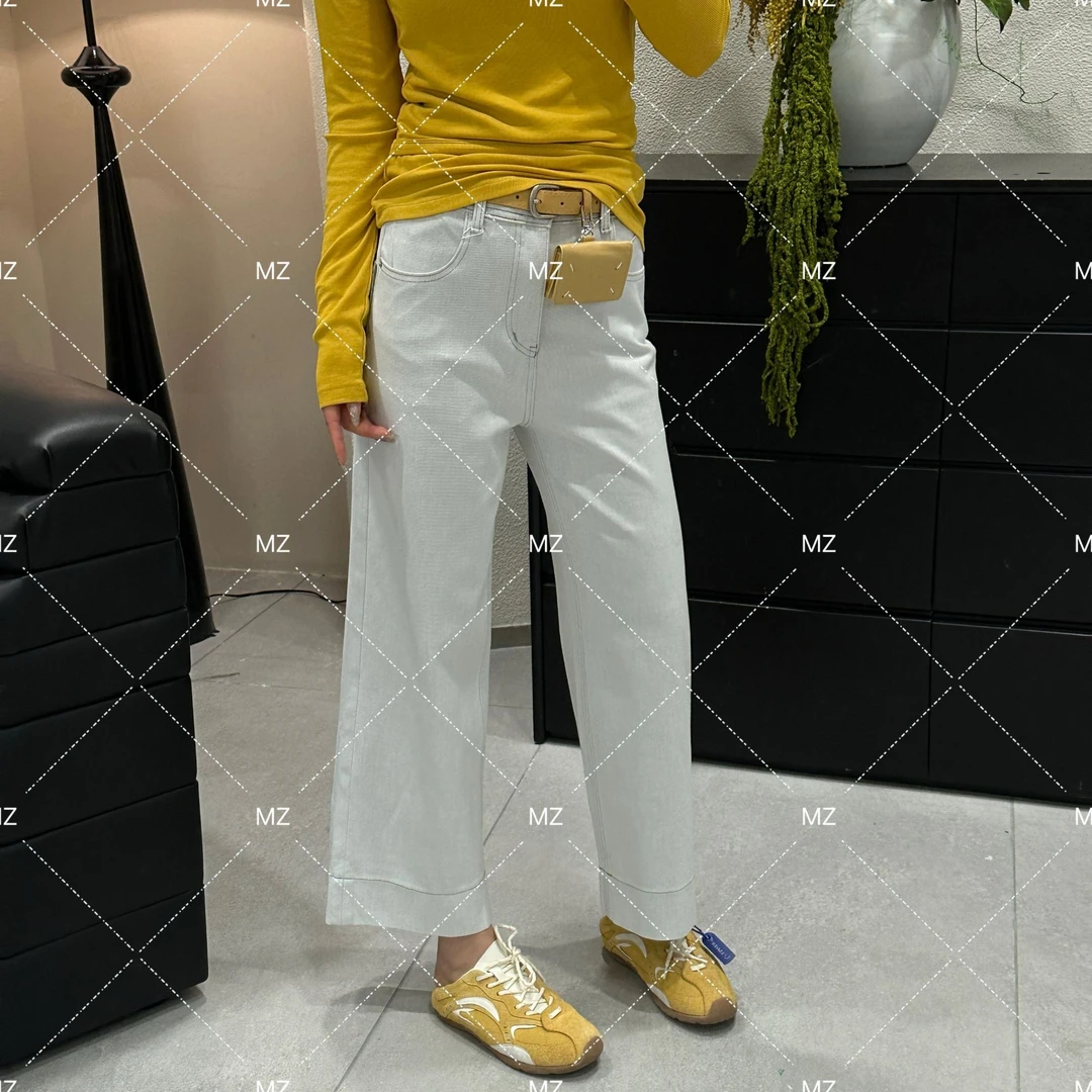高腰直筒百搭九分牛仔裤带腰带腰包A736