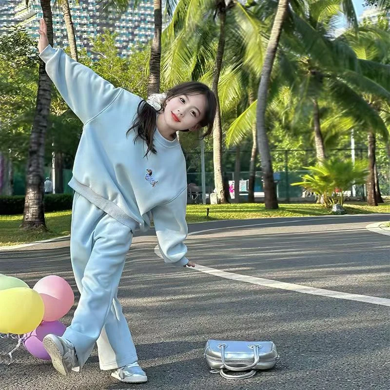 女童套装2025春秋新款儿童洋气休闲卫衣小女孩宽松裤子运动两件套