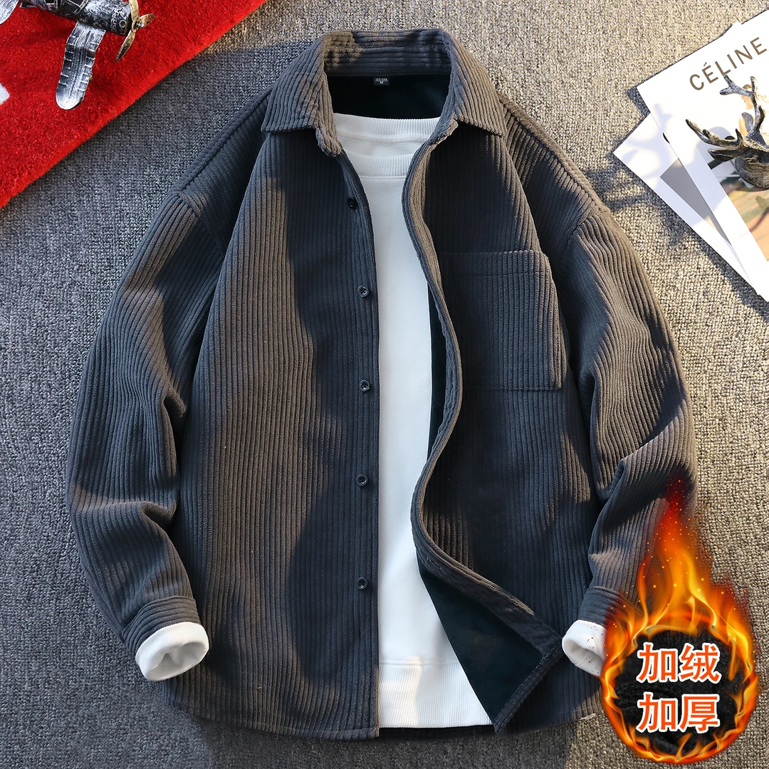仓石一树潮牌灯芯绒外套男秋冬高端翻领休闲工装夹克轻奢痞帅男装