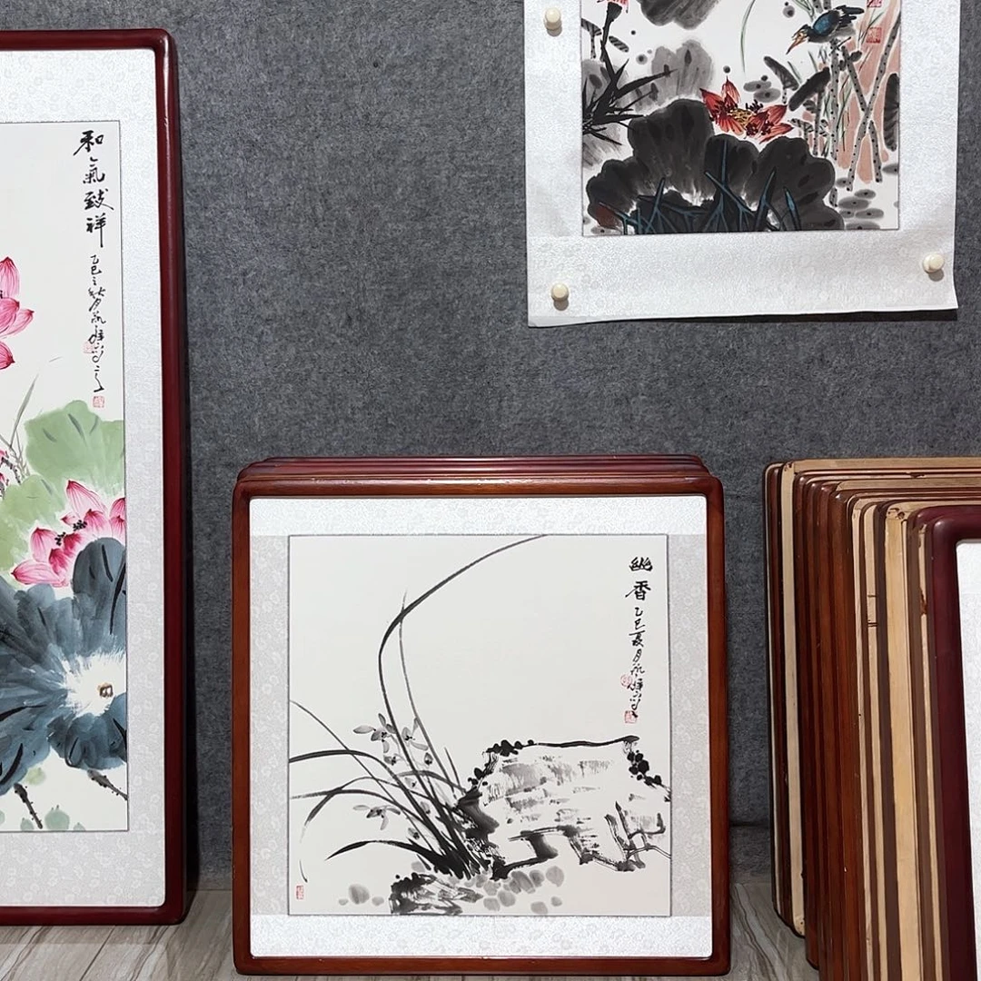 国画书画作品带框63×63