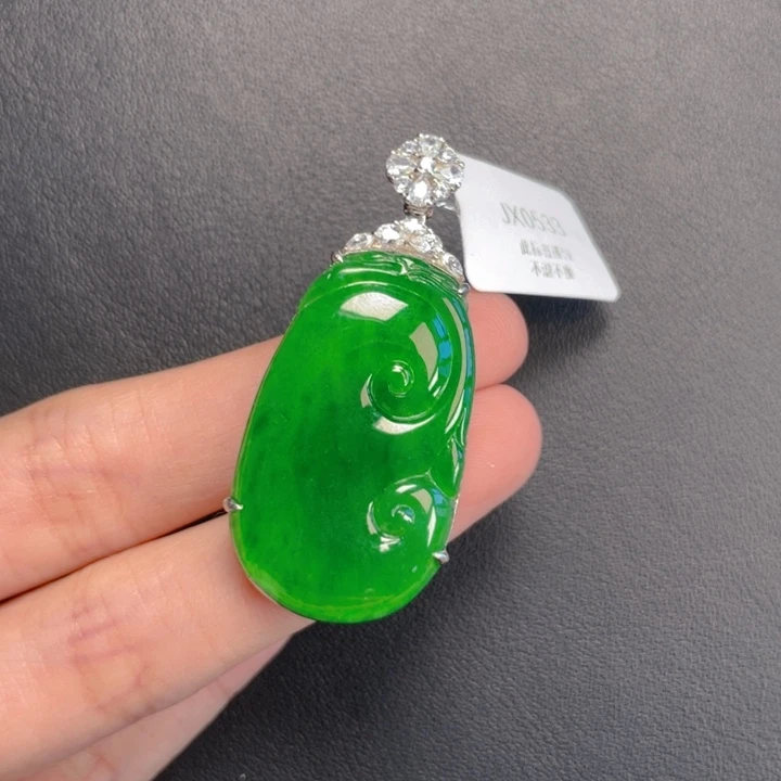 翡翠银S925镶嵌吊坠(不含链)