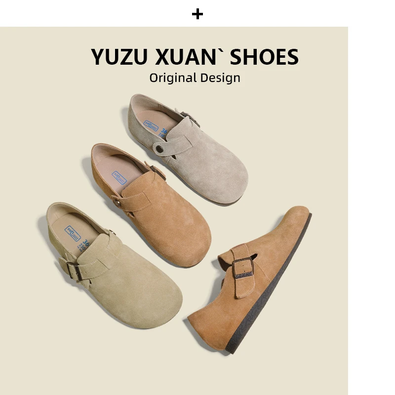 【假一罚三】真皮牛皮牛皮秋冬真皮软底舒适复古网红勃肯鞋女防滑