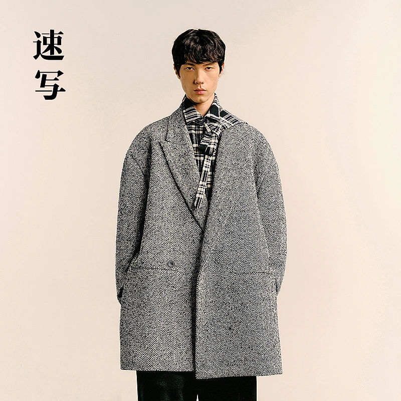 速写男装2024冬季新款休闲宽松西装复古廓形时尚外套9O0813600