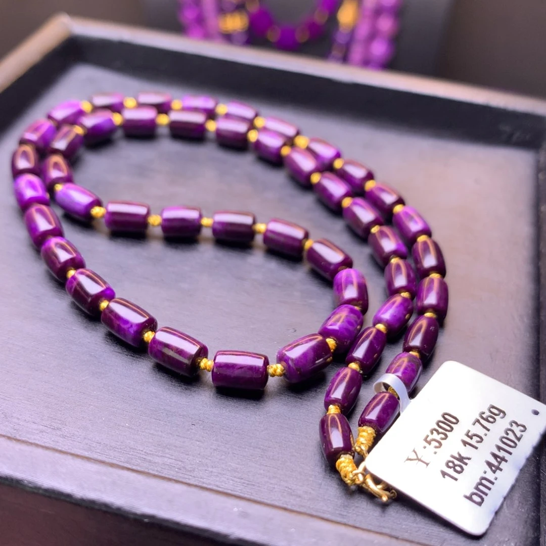 苏纪石（舒俱来）18K金镶嵌桶珠项链