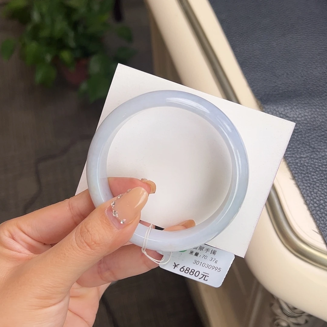 翡翠未镶嵌手镯59.5宽版淡紫