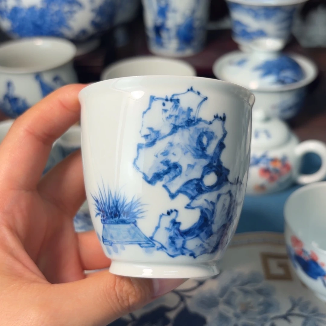 火*柴窑青花瓷写意杯