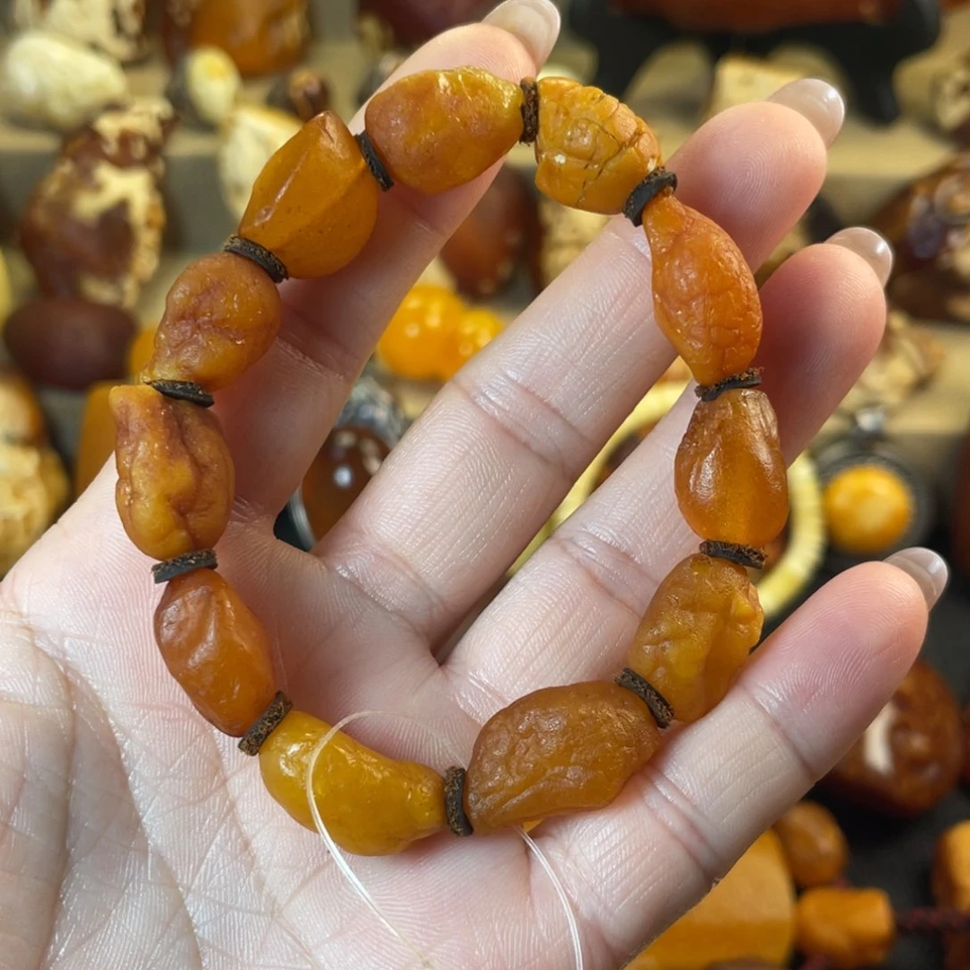 裸石琥珀未镶嵌天然蜜蜡海漂手串