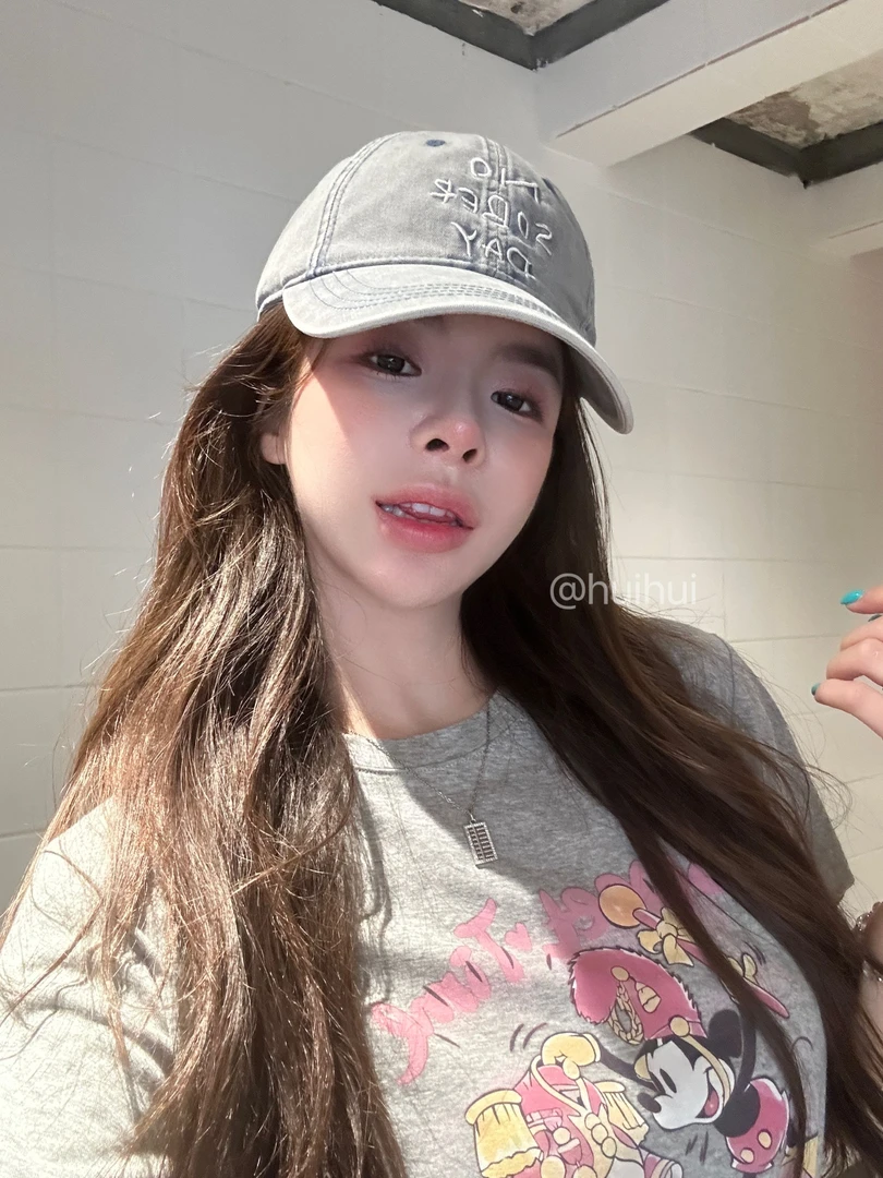 【HuiHui】韩国东大门极简风字母女刺绣棒球帽鸭舌帽遮阳帽印花(D8)