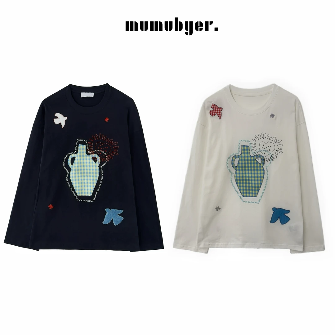 MUMUBYER •“趣味水壶”25早春拼布刺绣宽松长袖T恤
