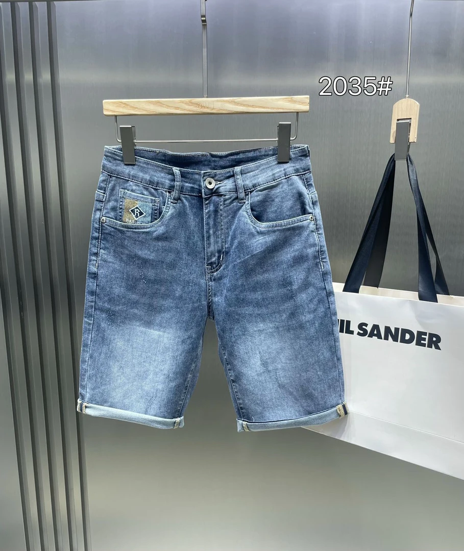 中裤短裤夏季男士蓝色复古中裤蓝色潮流高质感穿搭