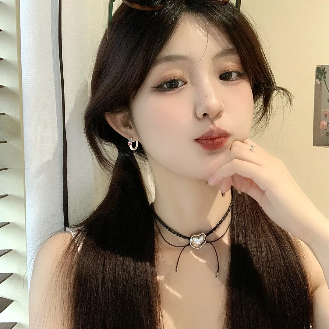 FULL GIRLISH耳环01640精致小巧撞色爱心耳钉耳饰