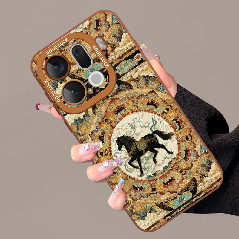 莲彩神驹适用oppofindx9手机壳x9pro新款复古风x7ultra防摔套X8s+