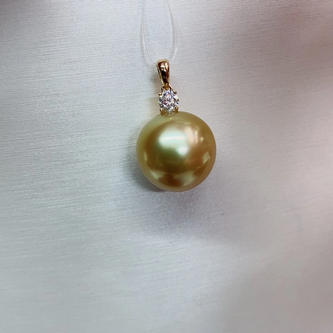 吊坠(不含链)18K金镶嵌海水珍珠12-13
