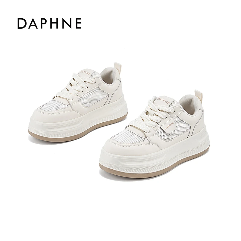 达芙妮网面爆款小白鞋女款2025夏季新款透气松糕厚底运动休闲鞋S