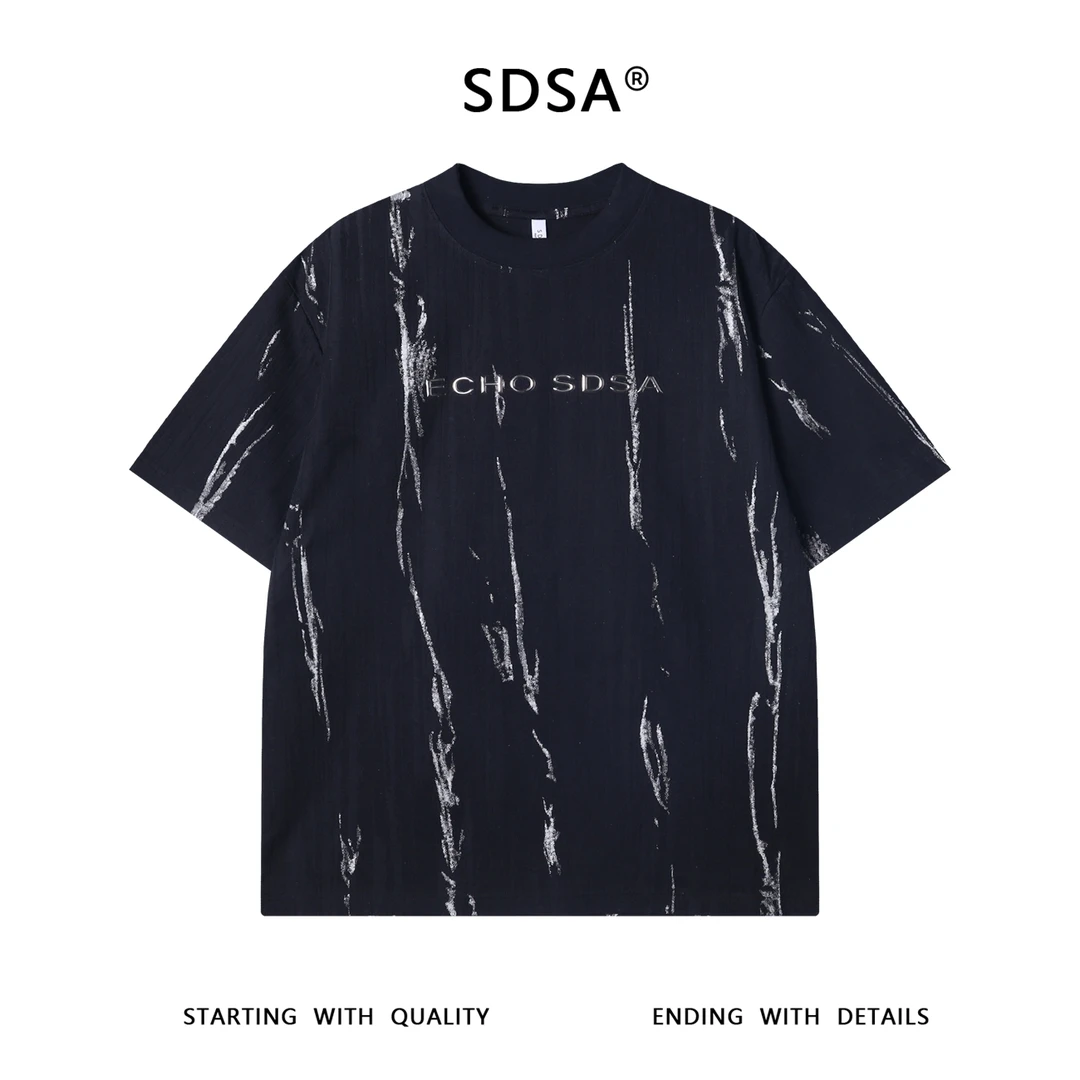 夏季高级感新款美式提花印花立体字母短袖T恤百搭显瘦简约上衣