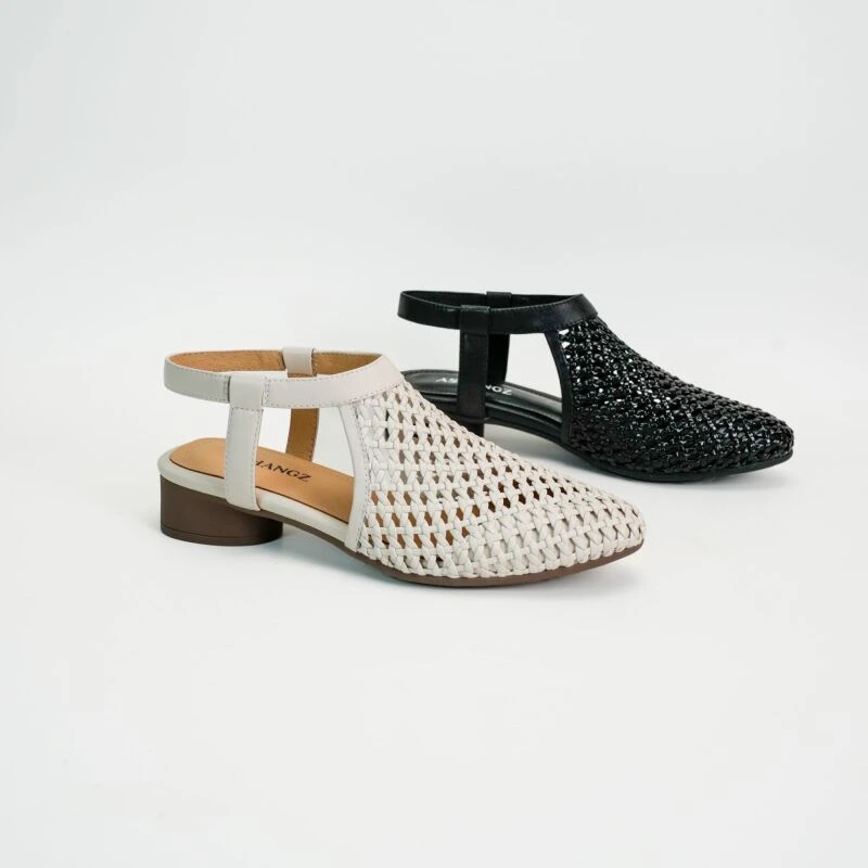 3厘米/尖头女士镂空手工凉靴单鞋舒适粗跟休闲风吸汗百搭低跟