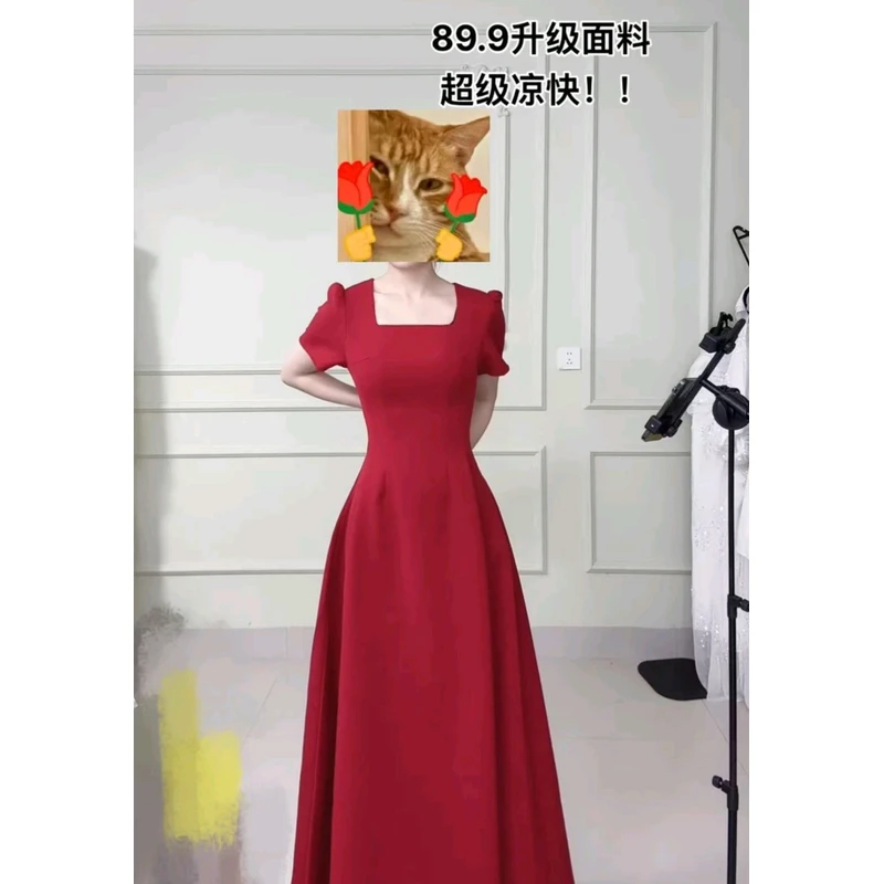 【掐腰生日裙2.0】全新升级冰凉西装 时尚气质显瘦夏季赫本风连衣裙