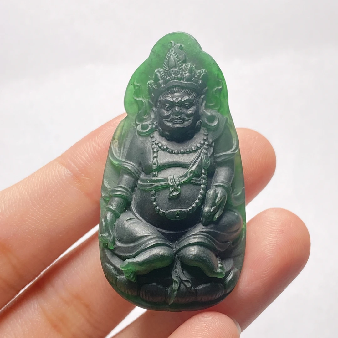 天然翡翠吊坠挂件黄财神