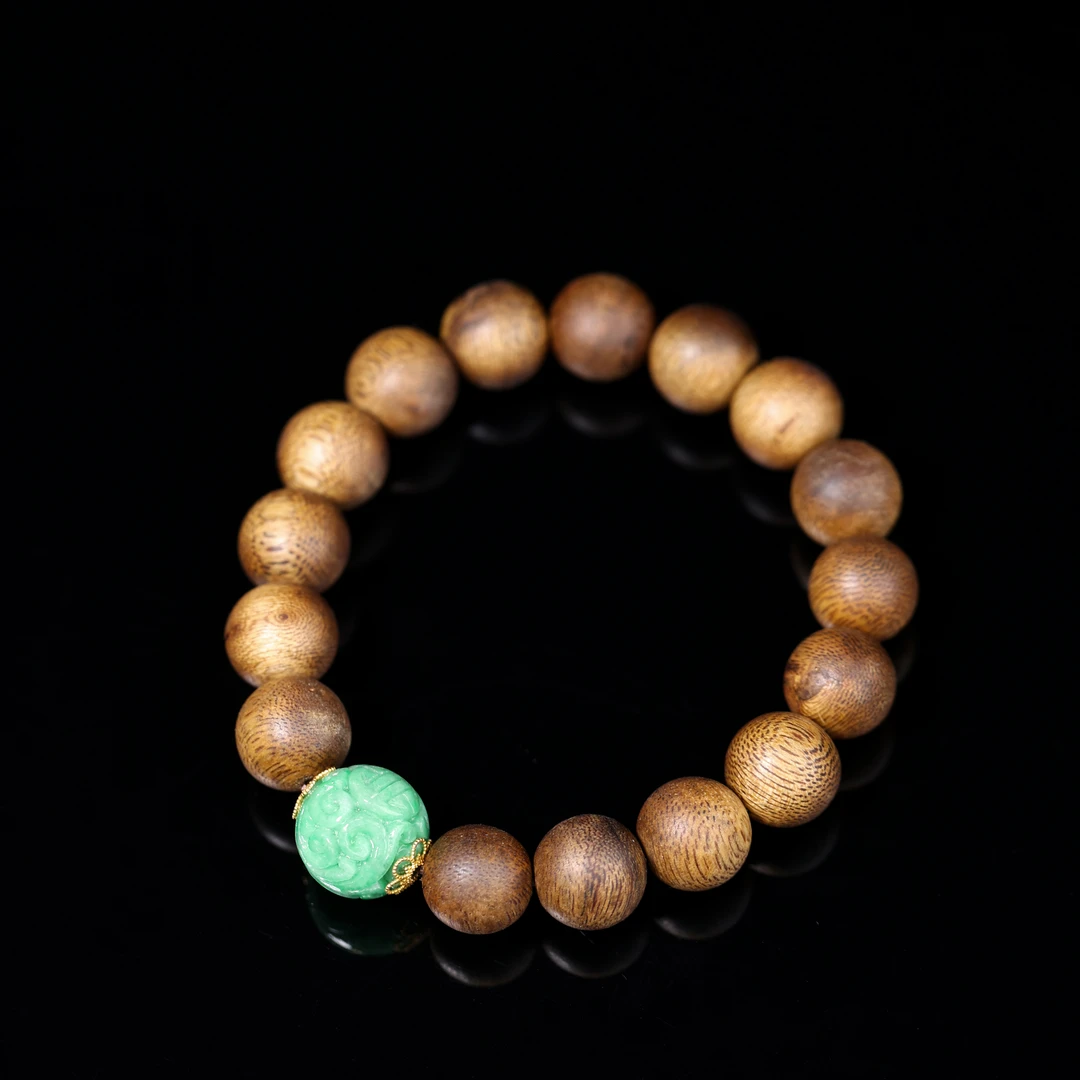沉香【沉檀】原创国风手工设计翡翠沉香手串 多样性发一