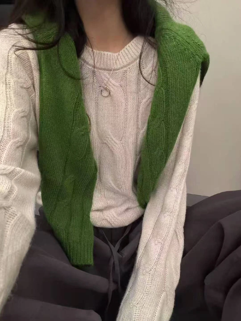 复古麻花纹细欧洲站2025秋装新款欧货女装打底毛衣潮#5