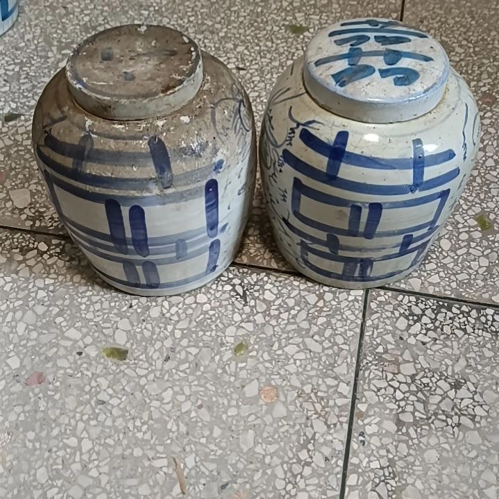 其他双双双喜临门罐罐摆件青花陶瓷摆件青花陶瓷