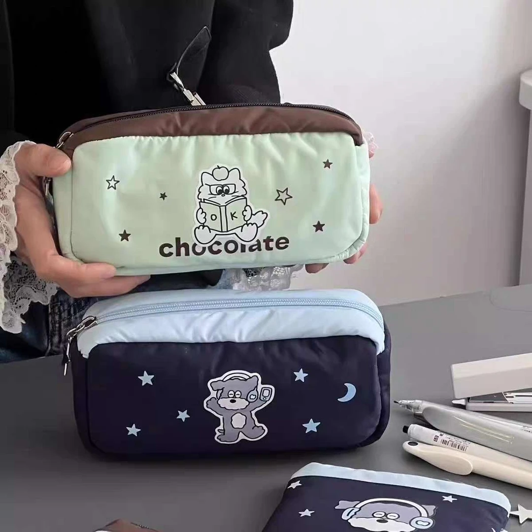 可爱星星猫咪狗狗笔袋便携大容量少女心学生铅笔文具盒收纳包笔袋