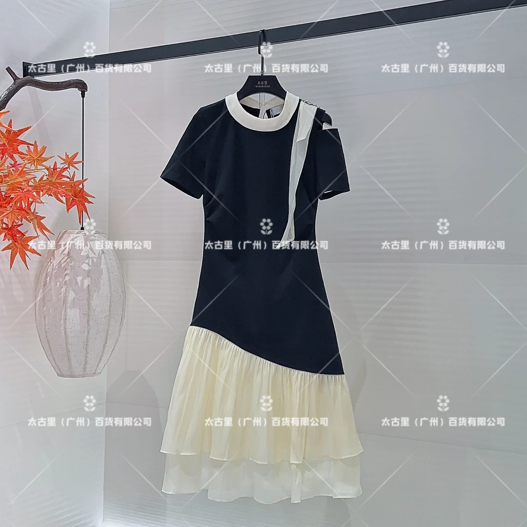 【Linda】【23】法浪漫风拼接设计师款圆领时尚百搭连衣裙JC-A1630