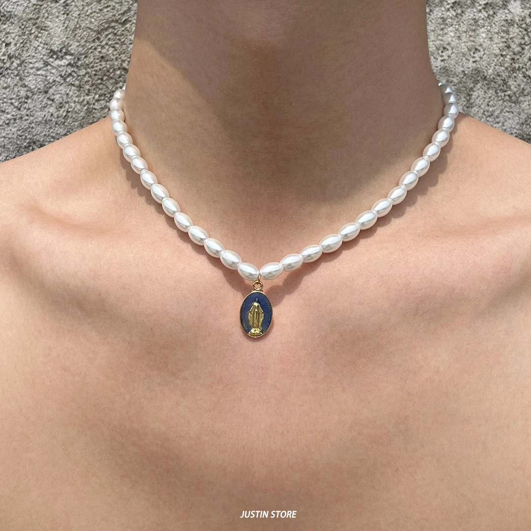 钛钢仿珍珠项链 宫廷风项链男2025新款潮轻奢小众设计气质颈链