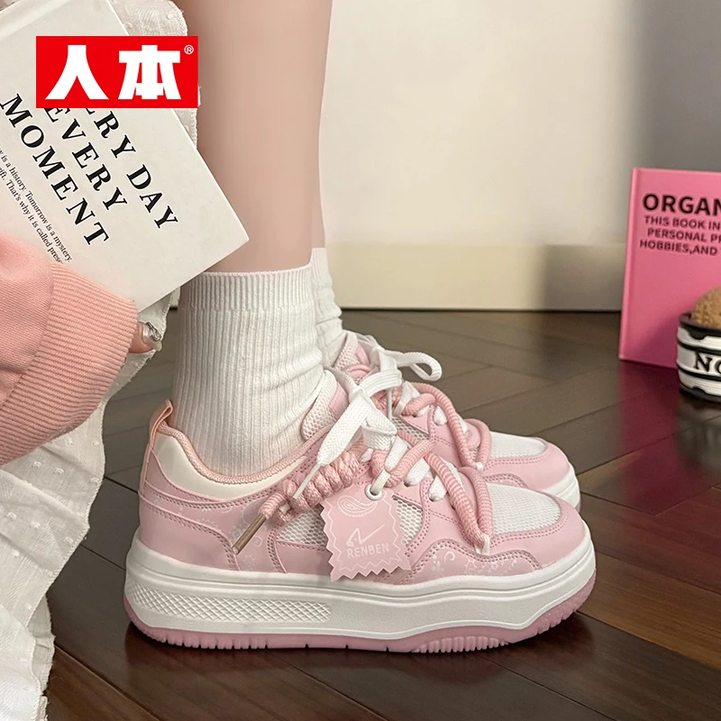 人本夏季小白鞋网面鞋女鞋新款超薄轻便透气ins潮时尚学生板鞋子