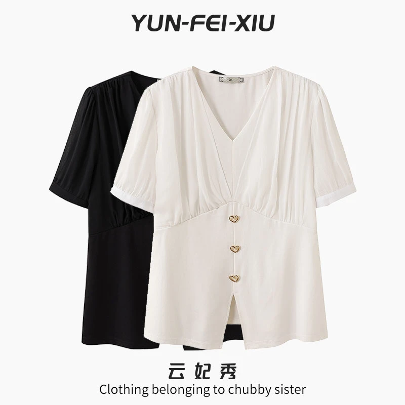 云妃秀大码女装T恤休闲宽松时尚百搭韩版显瘦胖妹妹上衣夏季6004