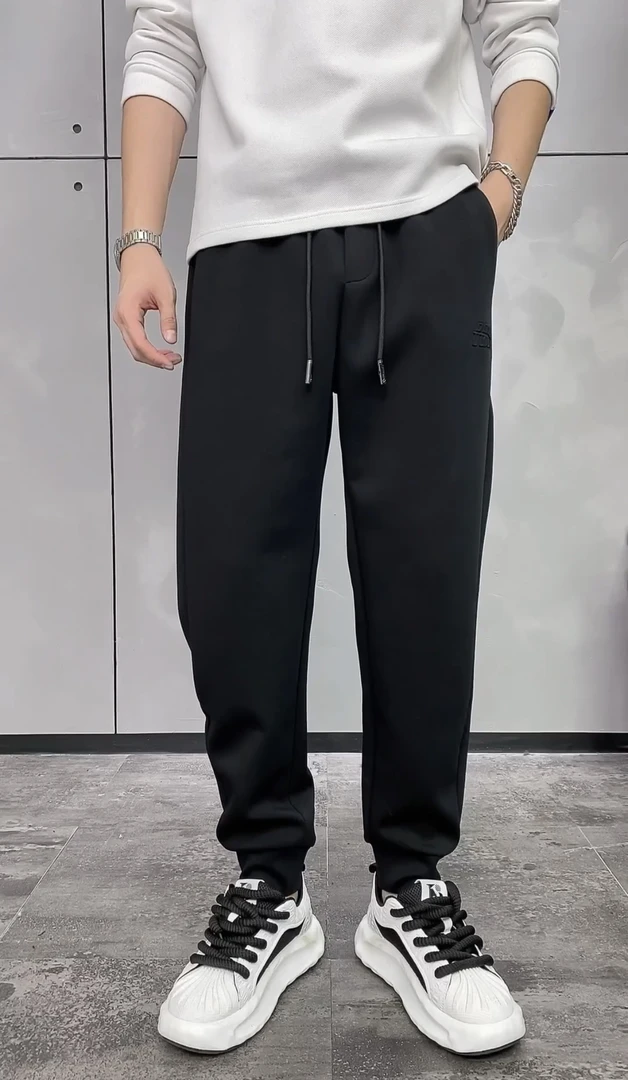 2025春季男士卫裤休闲运动男裤松紧腰时尚简约百搭弹力束脚长裤