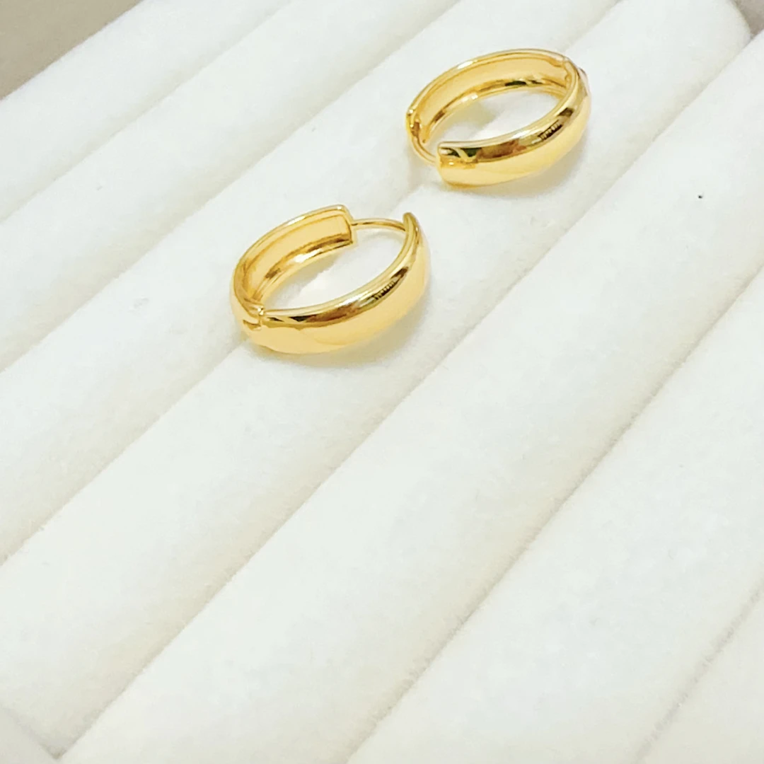 钛钢耳饰 【新款宝藏文创】法式浪漫素圈耳扣 时尚气质轻奢金色百搭