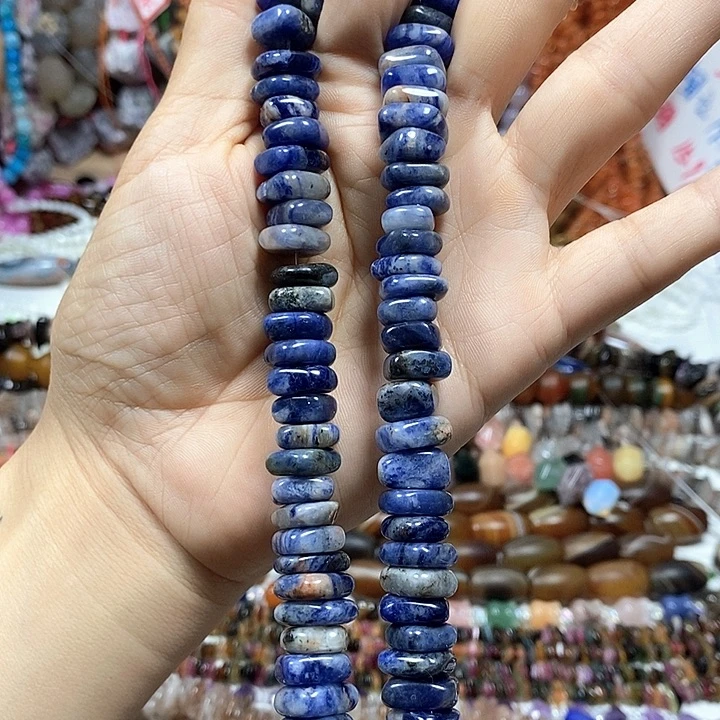 玛瑙/玉髓未镶嵌珠宝半成品卡12天然蓝纹碟片一条