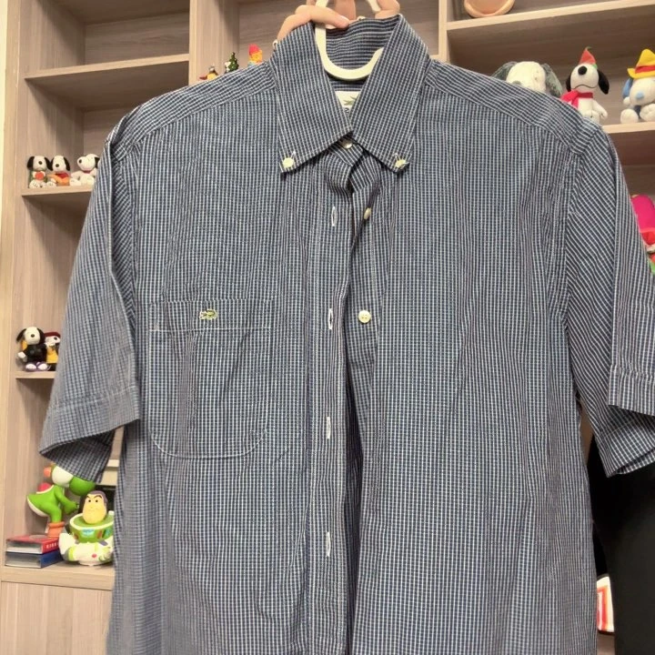 小鳄鱼格子衬衫短袖