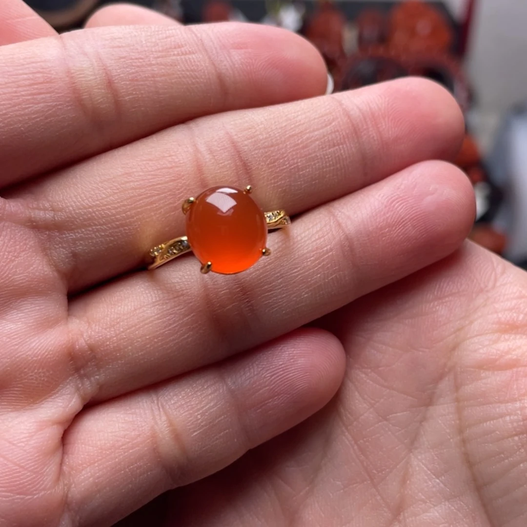 【闪购商品】银S925镶嵌保山冰红戒指南红玛瑙