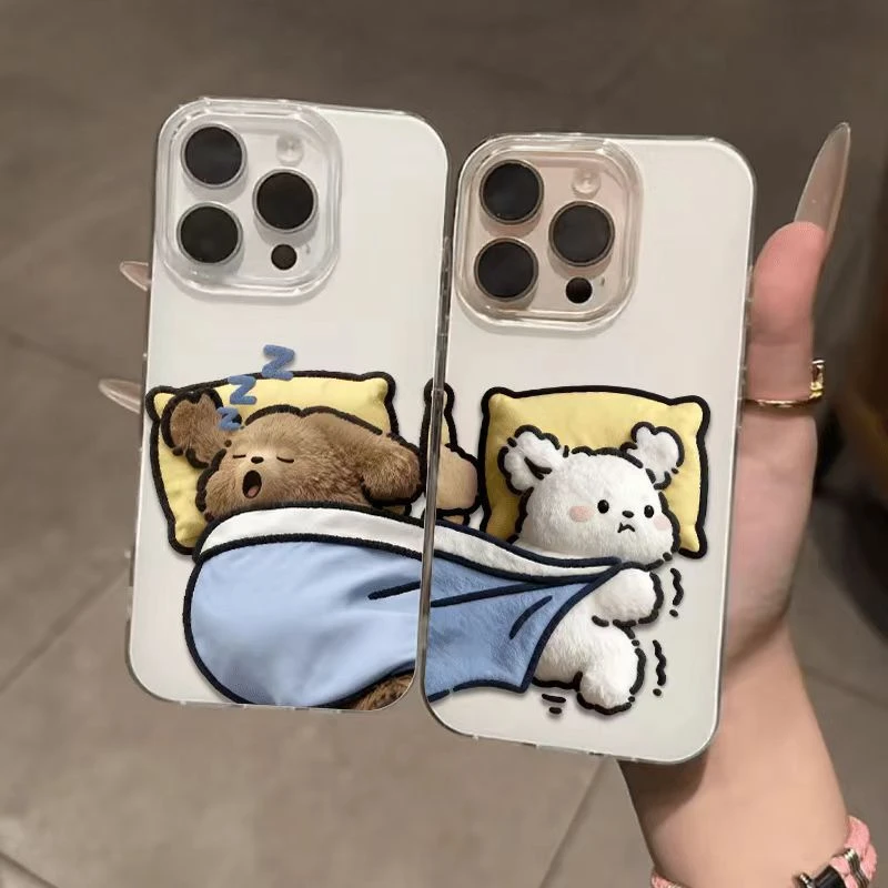 抢被情侣小狗适用于iPhone17大孔16手机壳华为vivo小米15oppo防摔