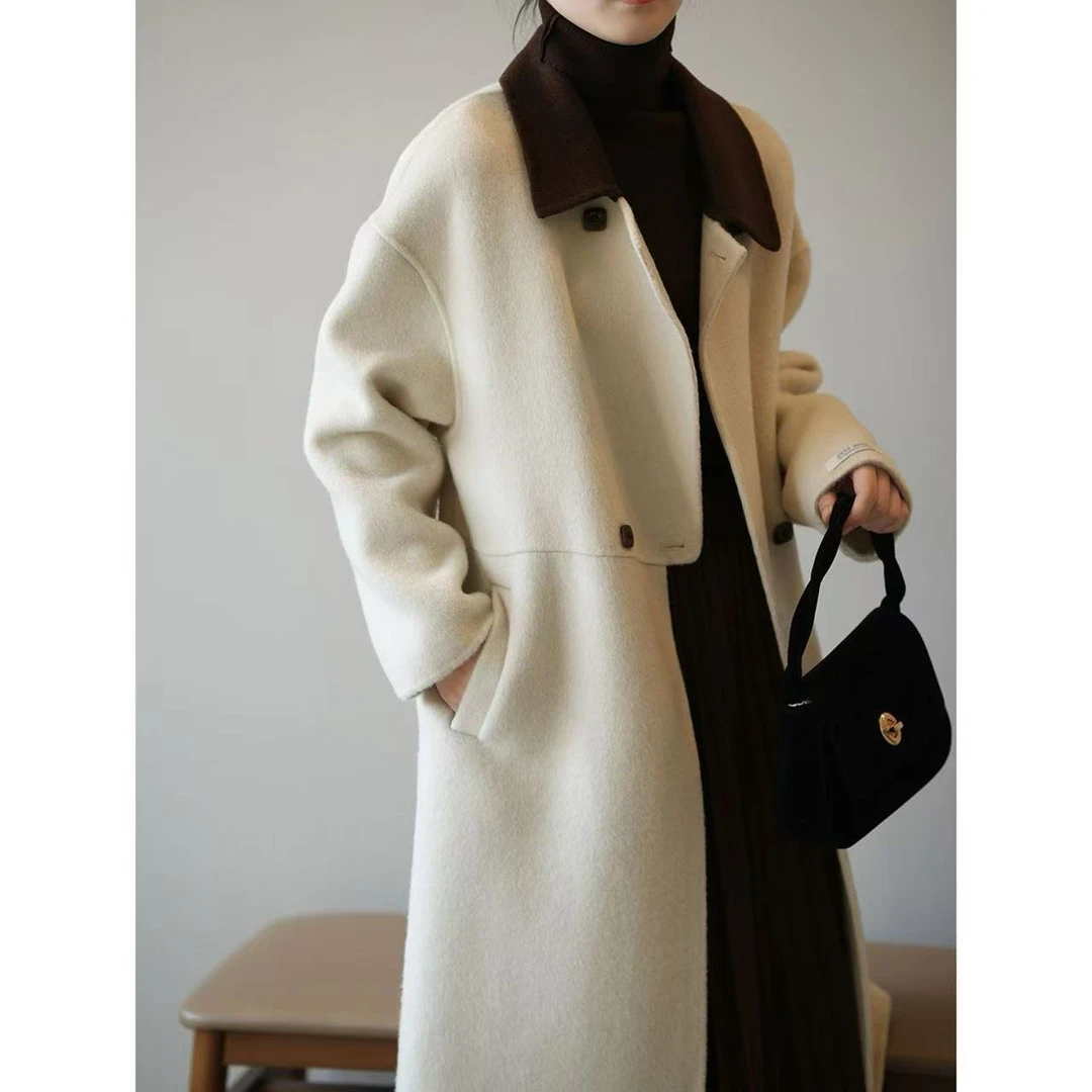 （001-200）冬季加厚双面呢子外套加棉长款X清仓处理不售后默认瑕疵